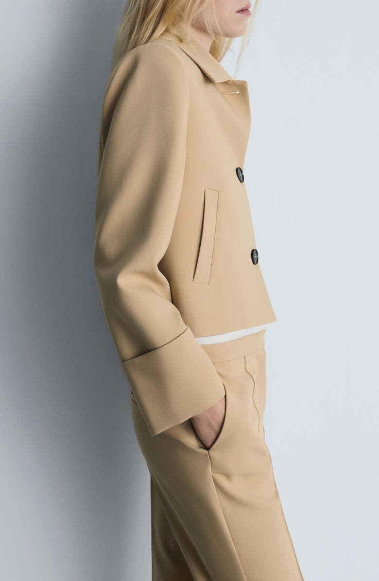 MANGO Structured Crop Jacket, Alternate, color, Medium Brown