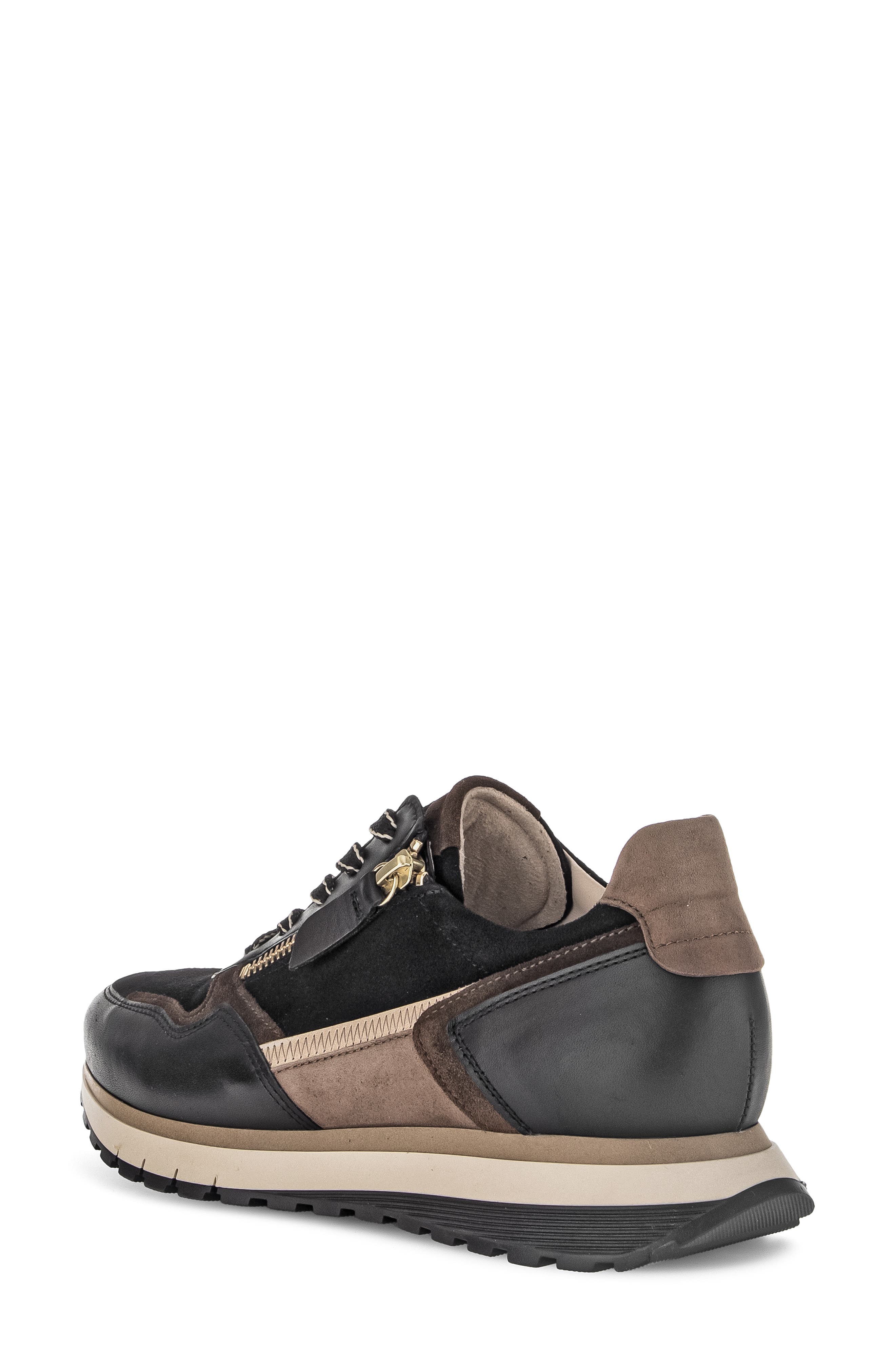 Gabor Leather Zip Sneaker, Alternate, color, Black/ Brown