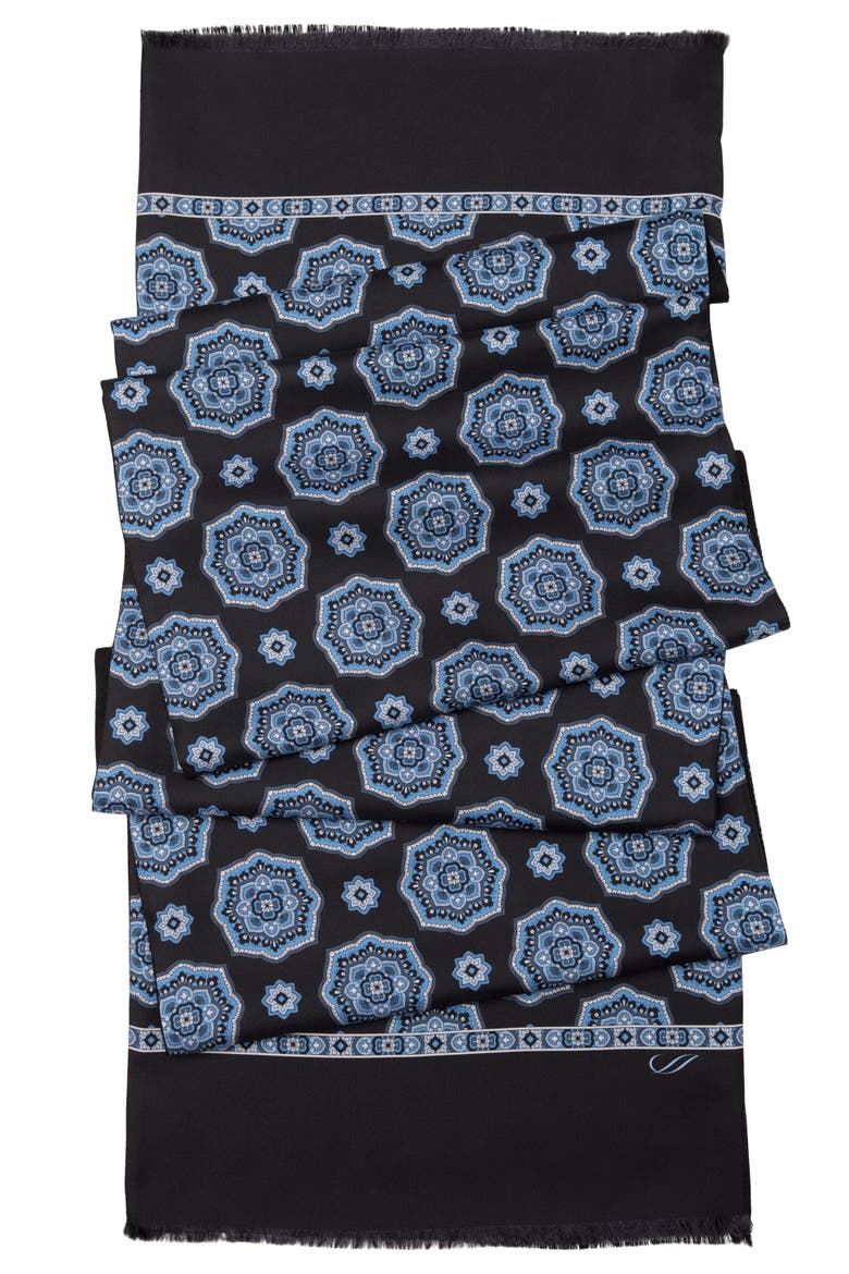 Jove - Wool Backed Silk Scarf for Men, Alternate, color, Blue and Black