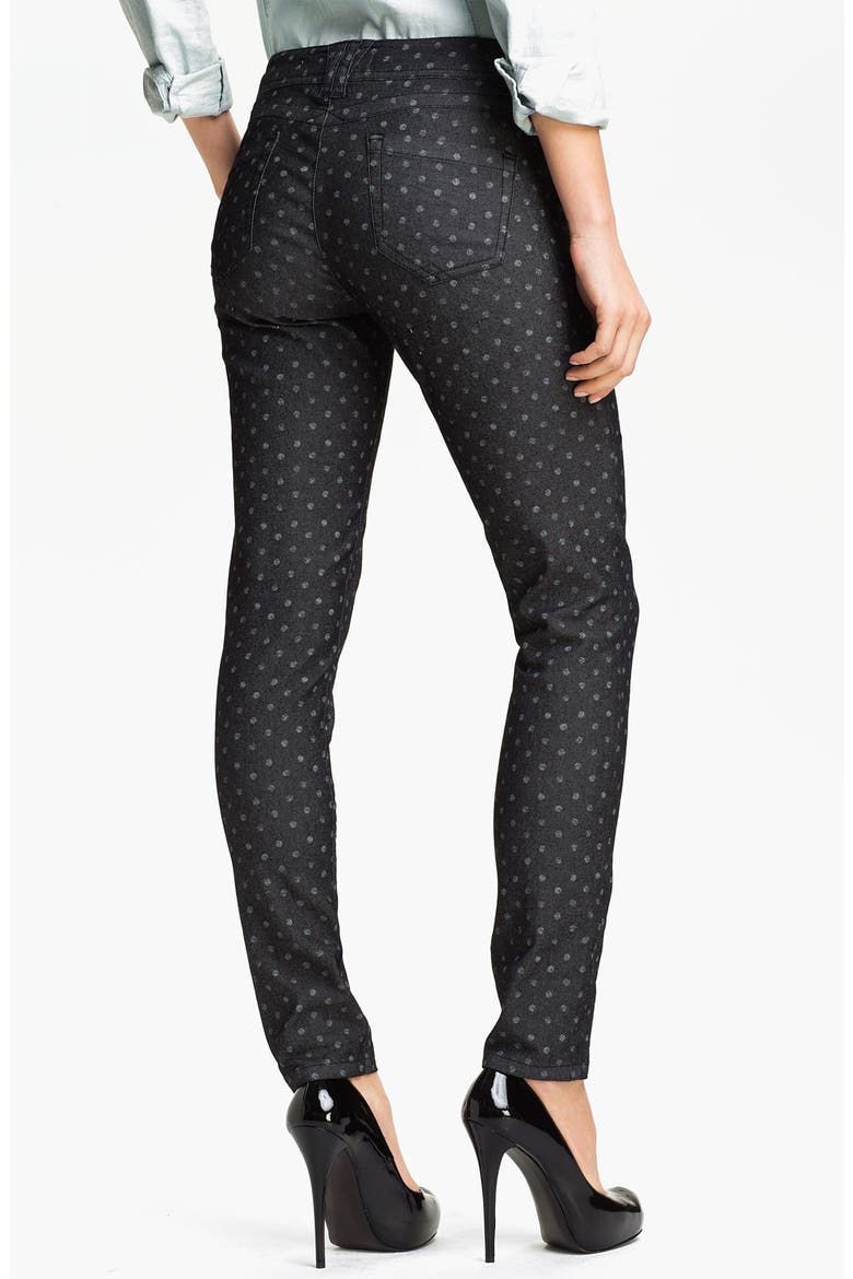 Dot Print Skinny Jeans (Nordstrom Exclusive), Alternate, color, BLACK