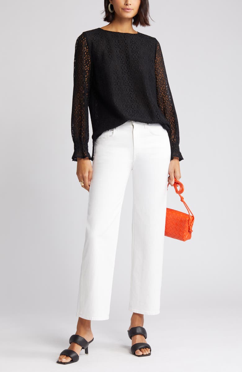 Misook Lace Overlay Blouse, Main, color, 