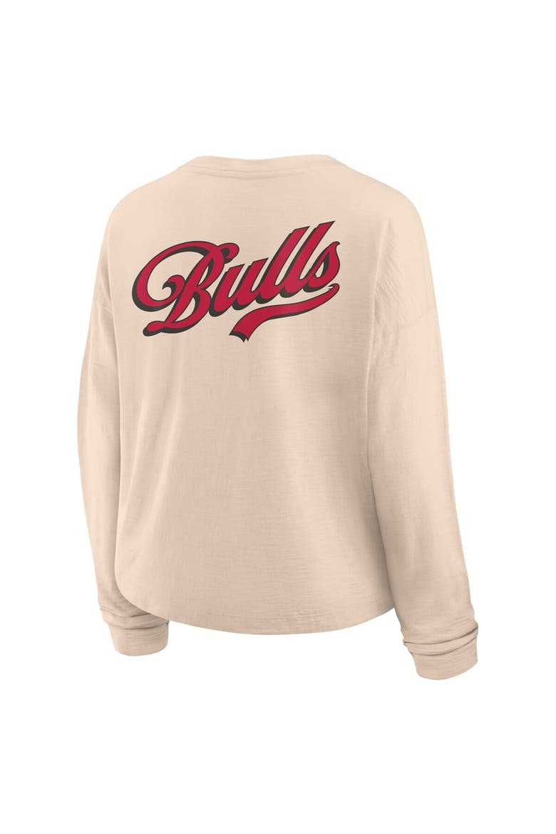 Women's Fanatics Natural Chicago Bulls Boxed Out Drop Fashion Long Sleeve T-Shirt, Alternate, color, Natural