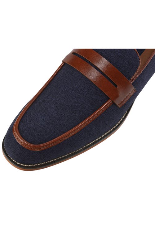 Gino Vitale Moc Toe Penny Slip-on Loafer In Blue