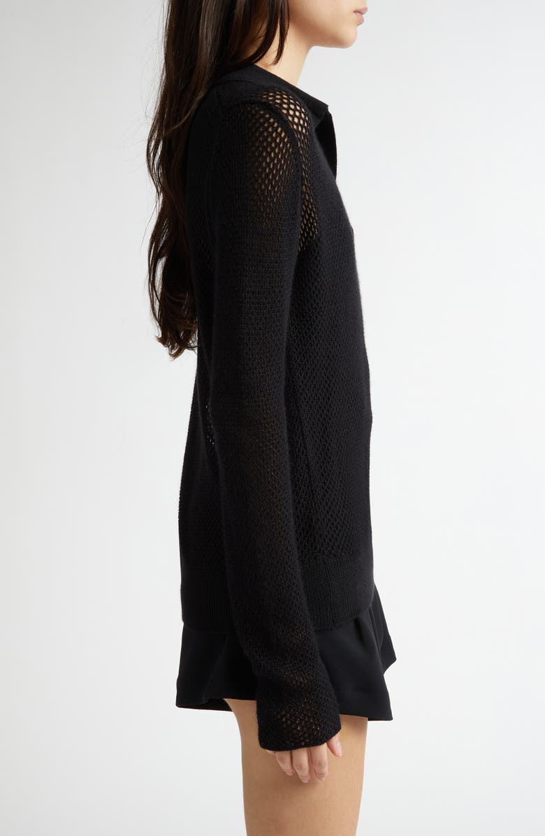 Johnstons of Elgin Superfine Cashmere & Silk Crochet Long Sleeve Polo, Alternate, color, 