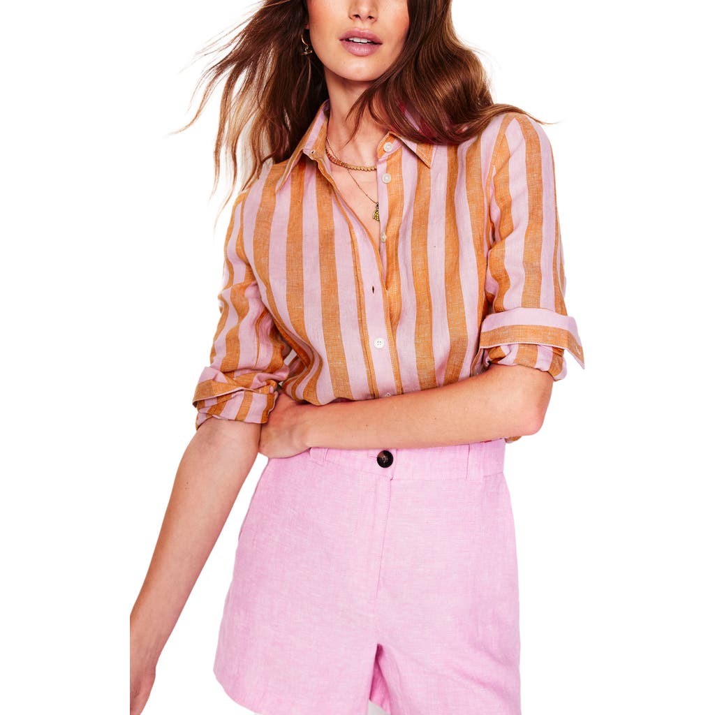 BODEN BODEN SIENNA STRIPE LINEN BUTTON-UP SHIRT
