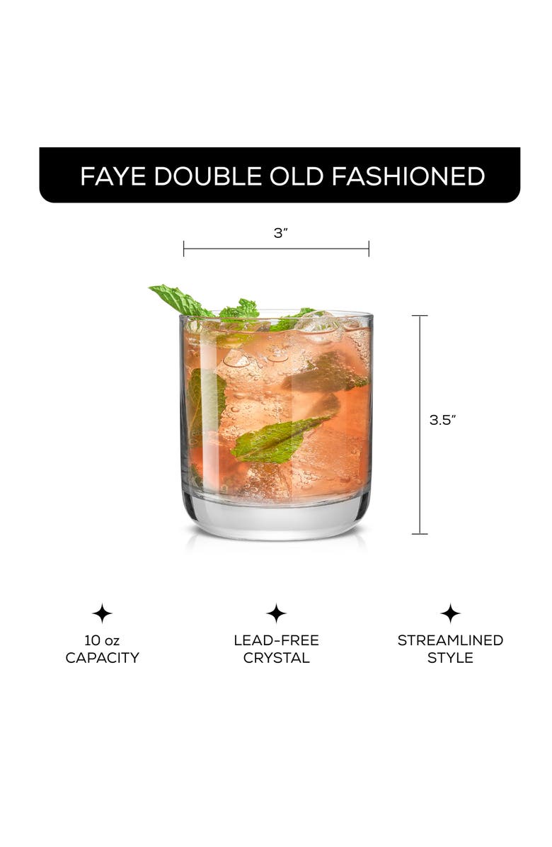 JoyJolt Faye Set of 6 Double Old Fashioned Glasses, Alternate, color, Clear