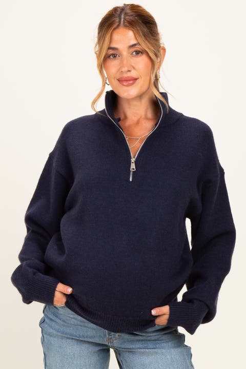 Half Zip Mock Neck Sweater