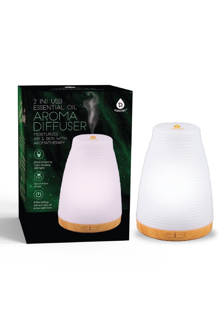 2-in-1 USB Essential oil Aroma Diffuser, Main, color, brown color