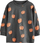 NEXT Kids' Pumpkin Print Long Sleeve Cotton T-Shirt