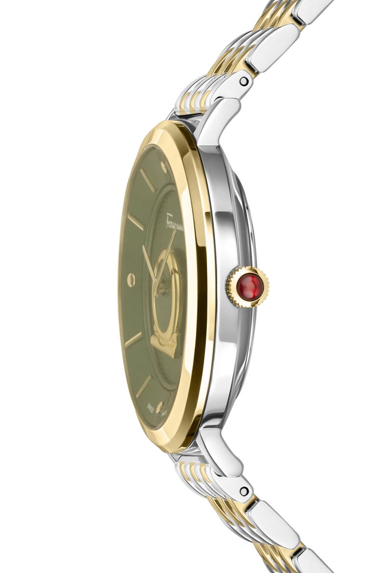 Minuetto Bracelet Watch, 36mm, Alternate, color, TWO TONE/ GREEN