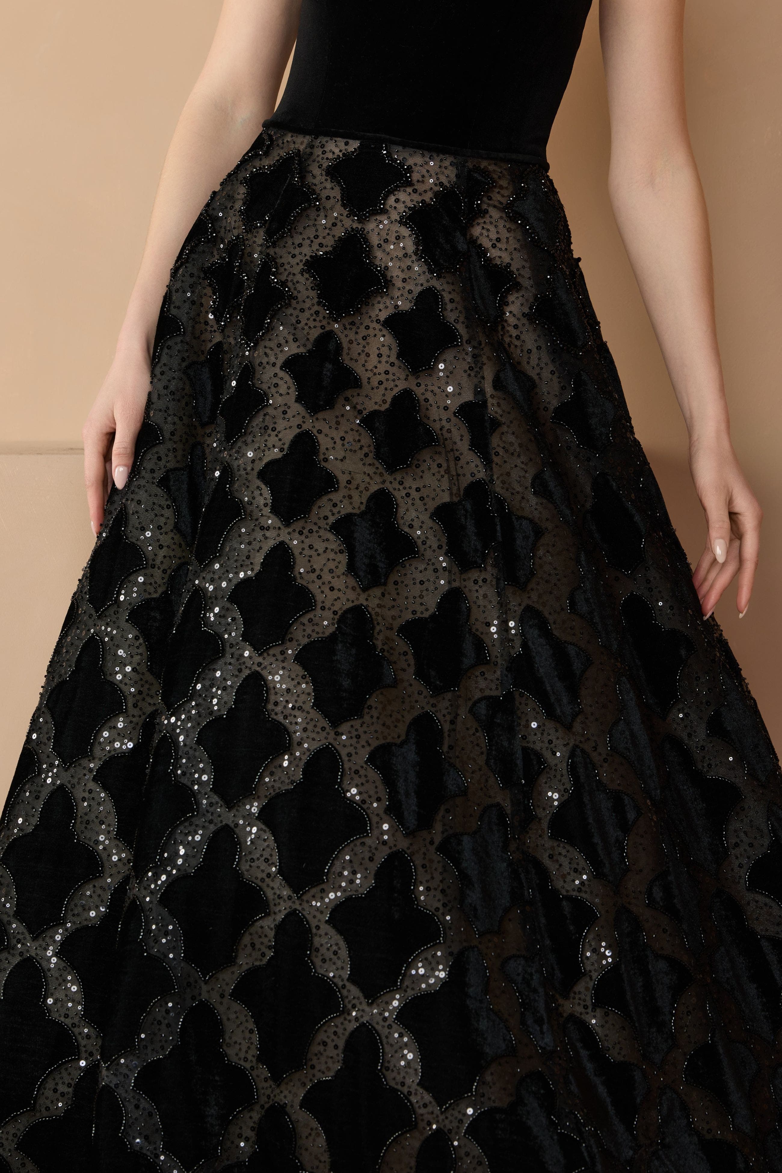 Mac Duggal Strapless Velvet Sequin Appliqué Ball Gown (Women) | Nordstrom