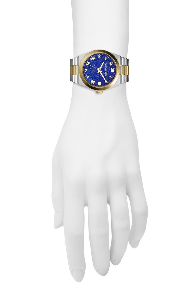 Michael Kors 'Channing' Lapis Dial Bracelet Watch, 38mm, Alternate, color, SILVER/ LAPIS
