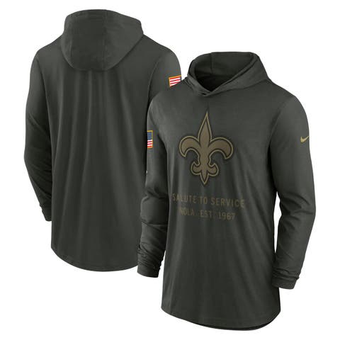Men's Nike Forest Green New Orleans Saints 2025 Salute to Service Sideline Dri-FIT Lightweight Hooded Pullover