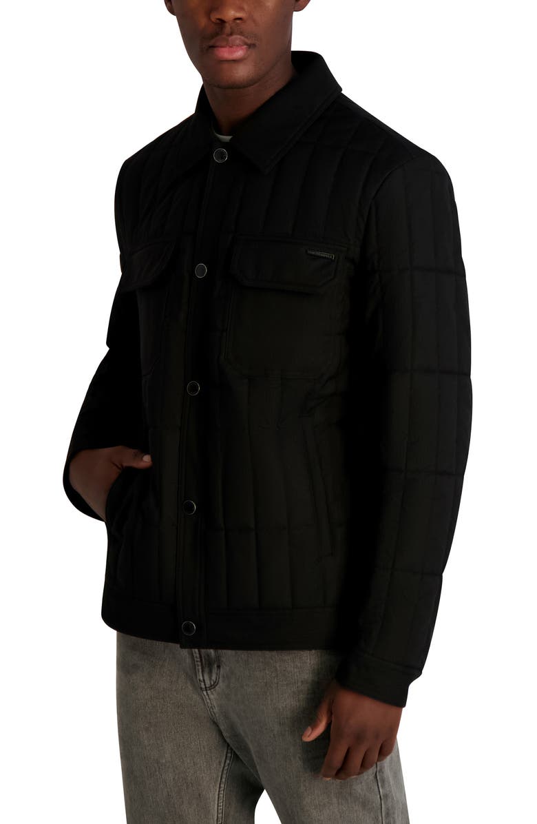 KARL LAGERFELD Quilted Herringbone Shirt Jacket, Alternate, color, Black