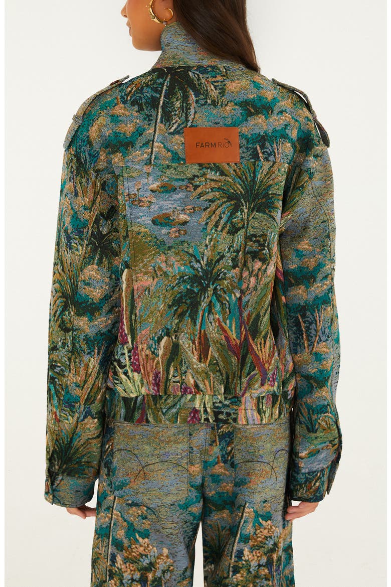 Petricor Jacquard Short Jacket, Alternate, color, GREEN