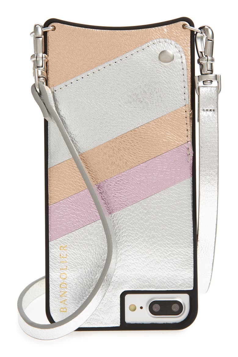 Emma iPhone 6/7/8 & 6/7/8 Plus Crossbody Case, Main, color, SILVER/ PINK/ ROSE