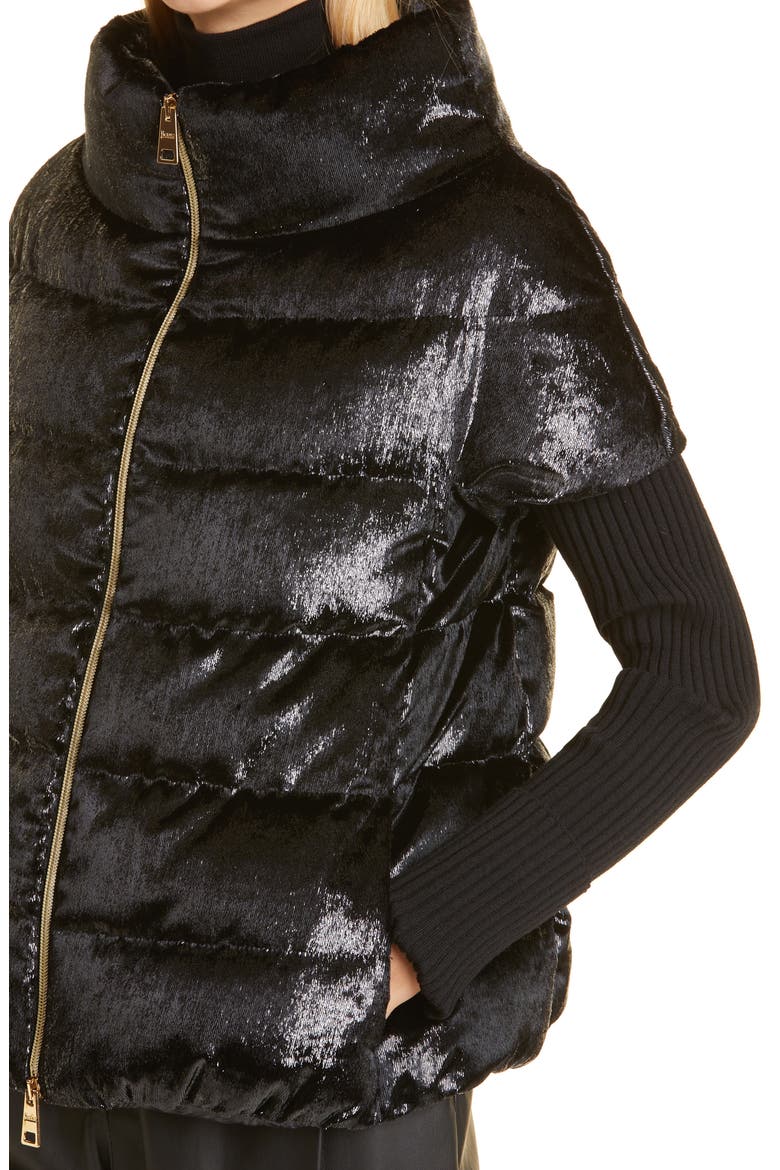 Cap Sleeve Quilted Down Jacket, Alternate, color, BLACK