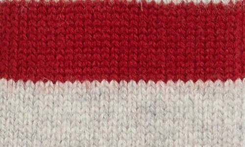Damson Madder Stripe Skinny Wool Scarf In Red