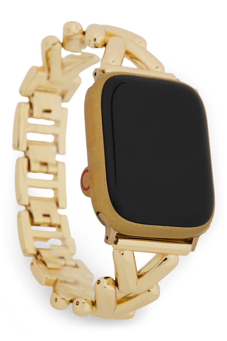Herringbone Chain Apple Watch® Watchband, Alternate, color, GOLD
