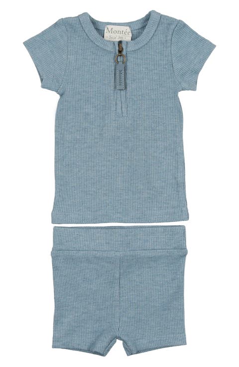 Rib Cotton Knit T-Shirt & Shorts Set (Baby)