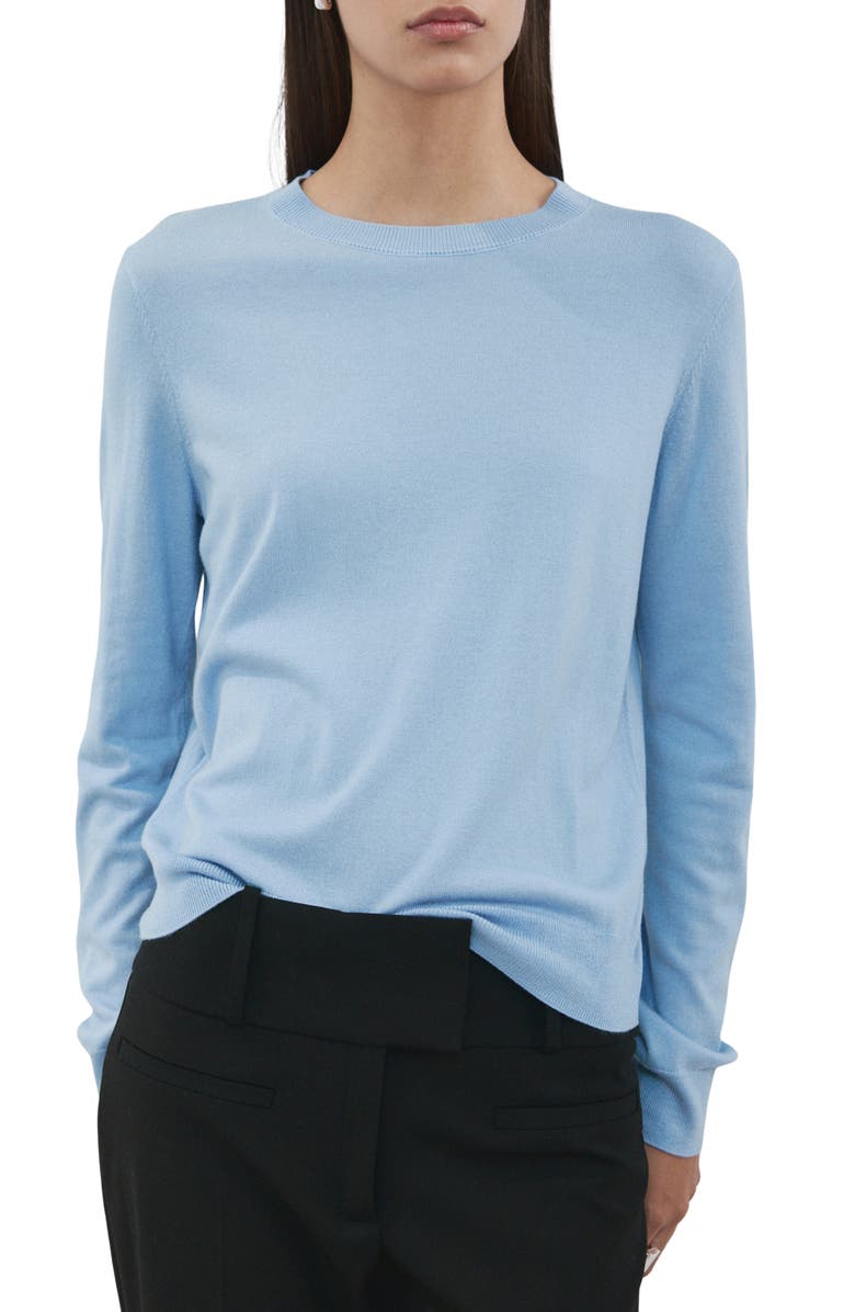 MANGO Crewneck Sweater, Main, color, Sky Blue