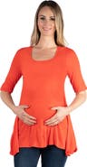 24seven Comfort Apparel Maternity Elbow Swing Tunic Top