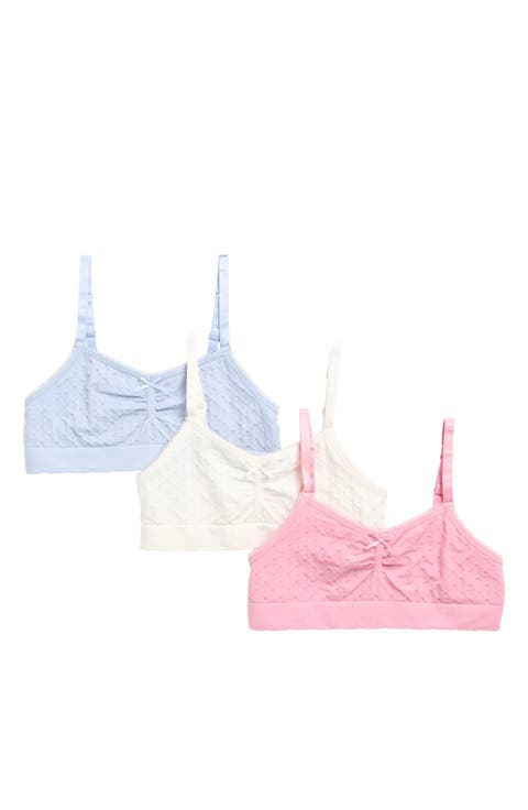 Kids' 3-Pack Assorted Seamless Swiss Dot Bralettes (Little Kid & Big Kid)