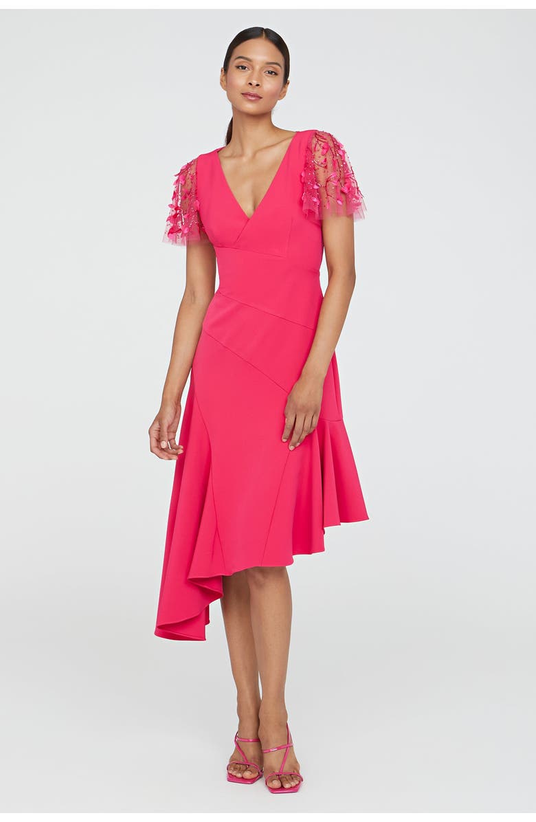 Theia Jazlyn Asymmetric Dress, Main, color, Begonia