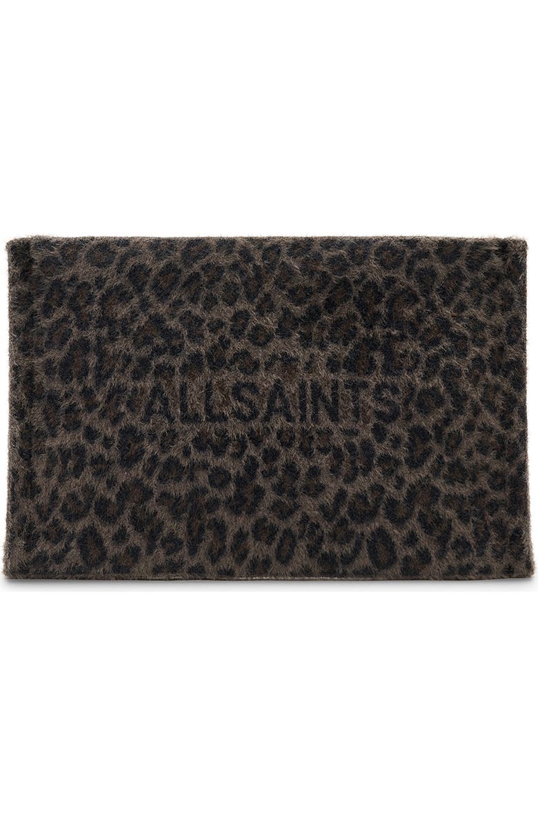 AllSaints Izzy Leopard Faux Fur Clutch, Main, color, Leppo Brown