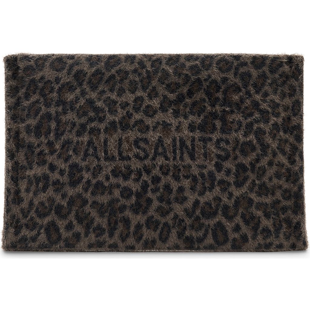 Allsaints Izzy Leopard Faux Fur Clutch