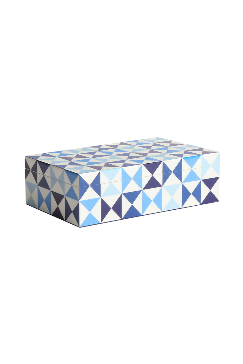 Sorrento Lacquer Box, Alternate, color, Blue / White Geometric