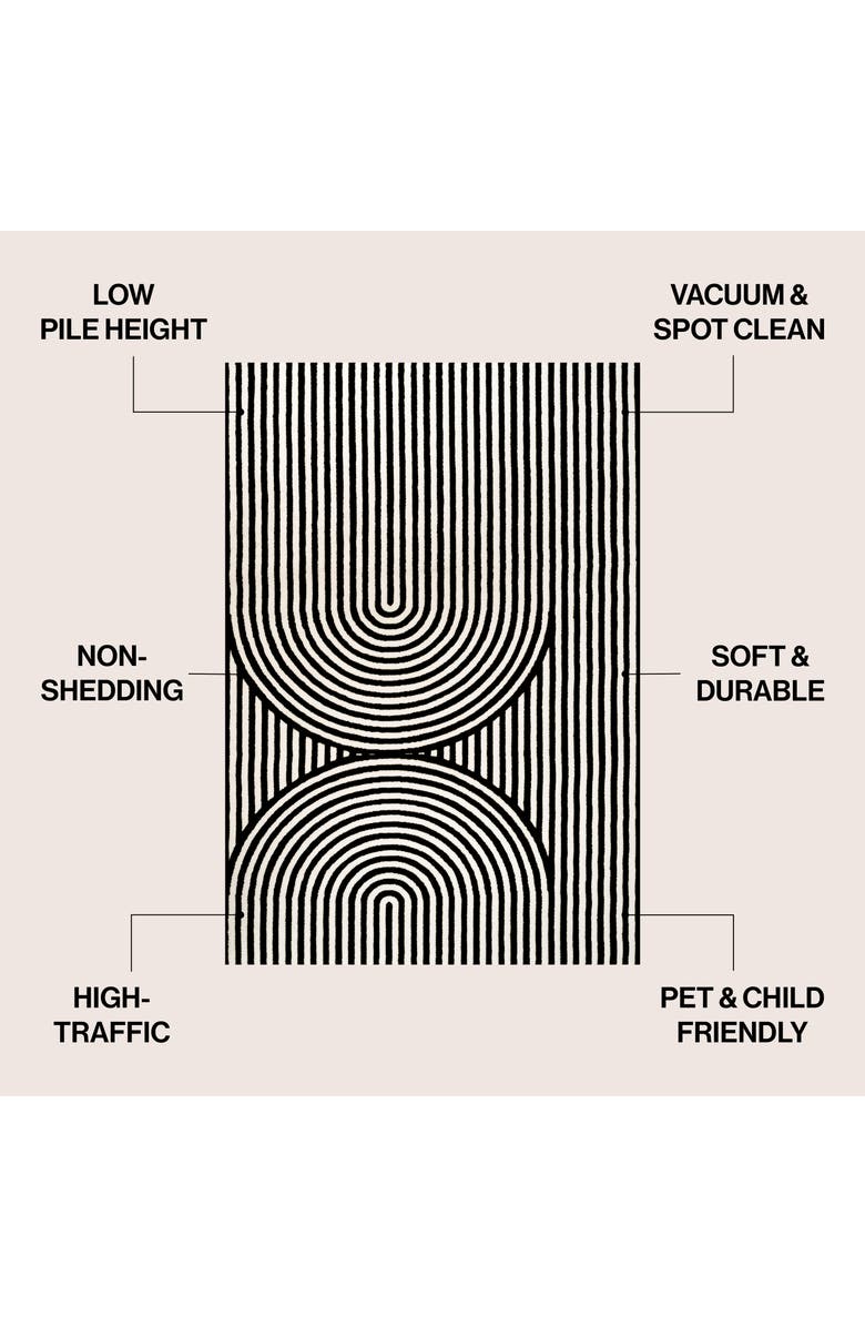 JONATHAN Y Sofia High-Low MidCentury Modern Arch Stripe Two-Tone Indoor/Outdoor Area Rug, Alternate, color, Black/White