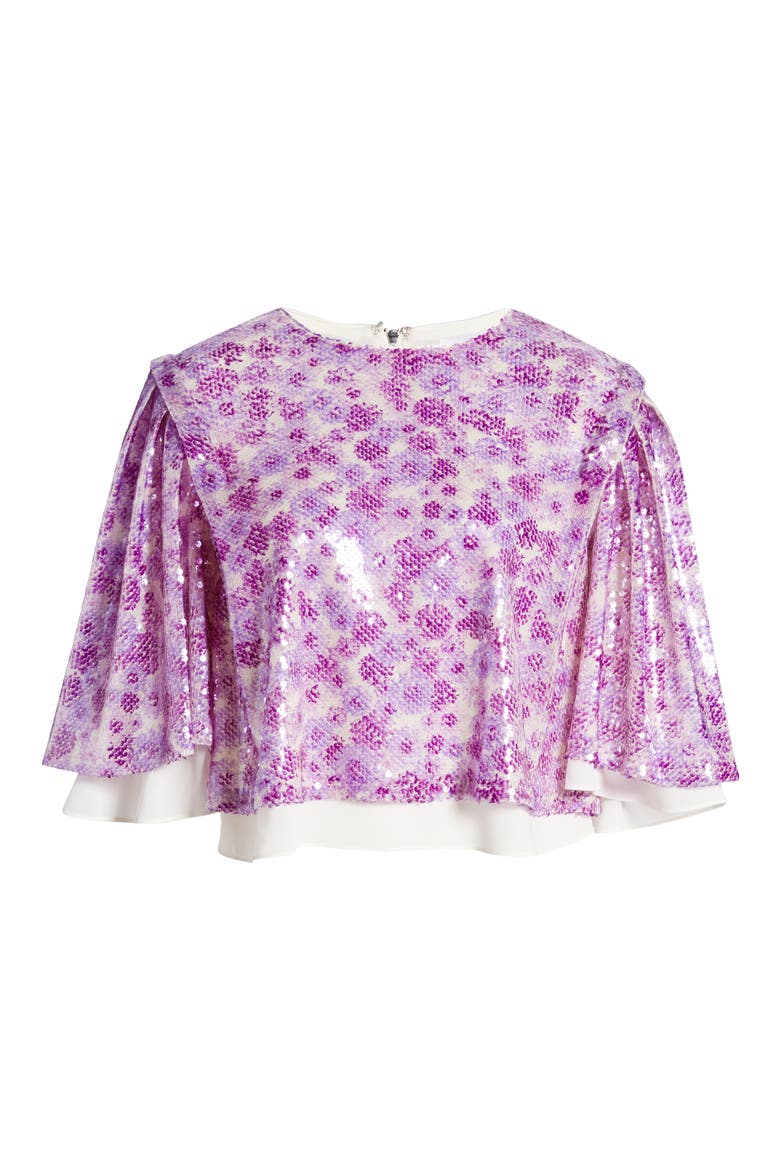 Floral Print Sequin Top, Alternate, color, PURPLE