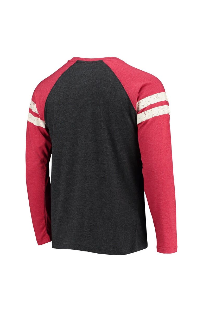 STARTER Men's Starter Black/Red Atlanta Falcons Throwback League Raglan Long Sleeve Tri-Blend T-Shirt, Alternate, color, 