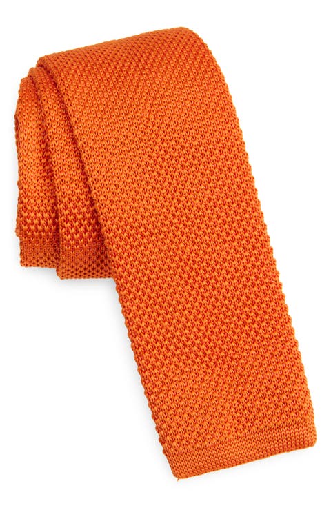 Orange Knit Silk Tie