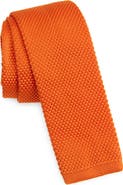 CLIFTON WILSON Orange Knit Silk Tie