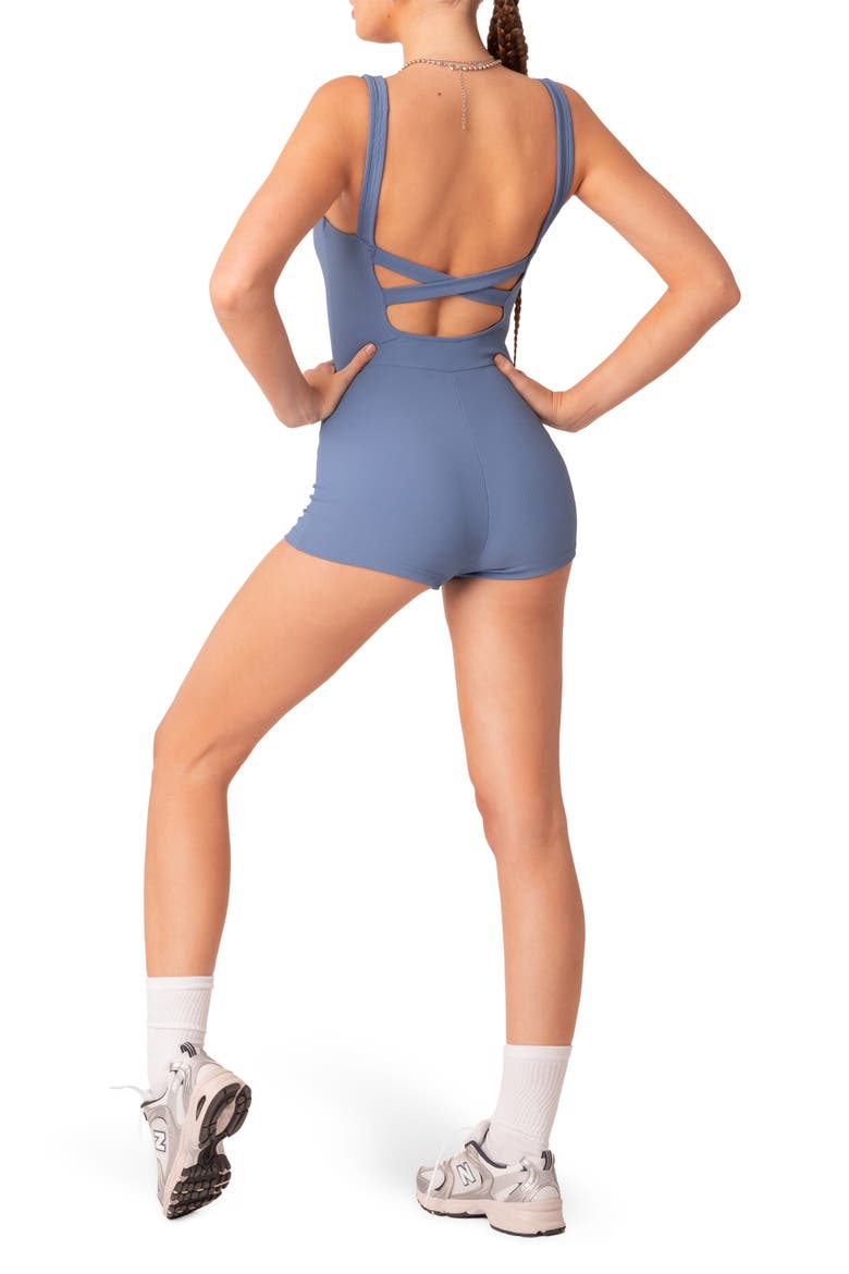 Drea Open Back Rib Romper, Alternate, color, BLUE