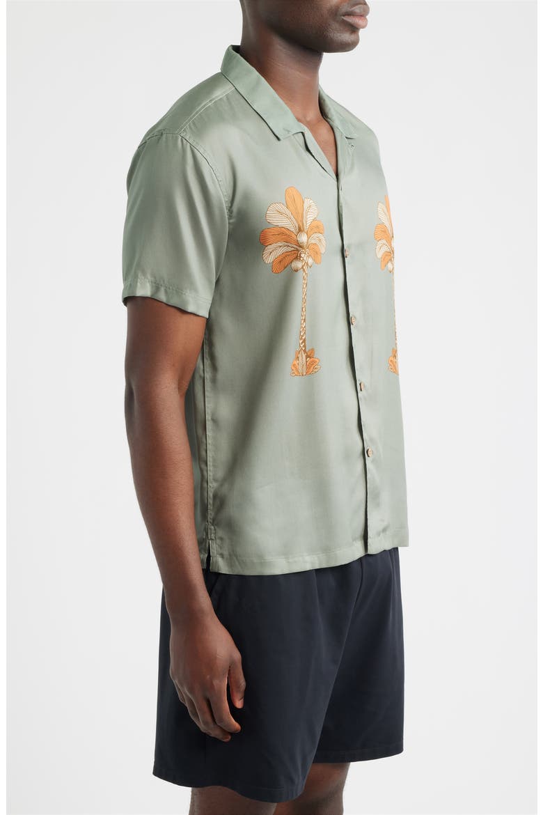 Oasis Palms Print Camp Shirt, Alternate, color, OLIVE