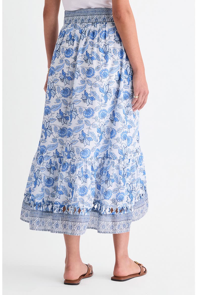 Mila Mixed Print Cotton Faux Wrap Skirt, Alternate, color, INDIE FLORAL WHITE