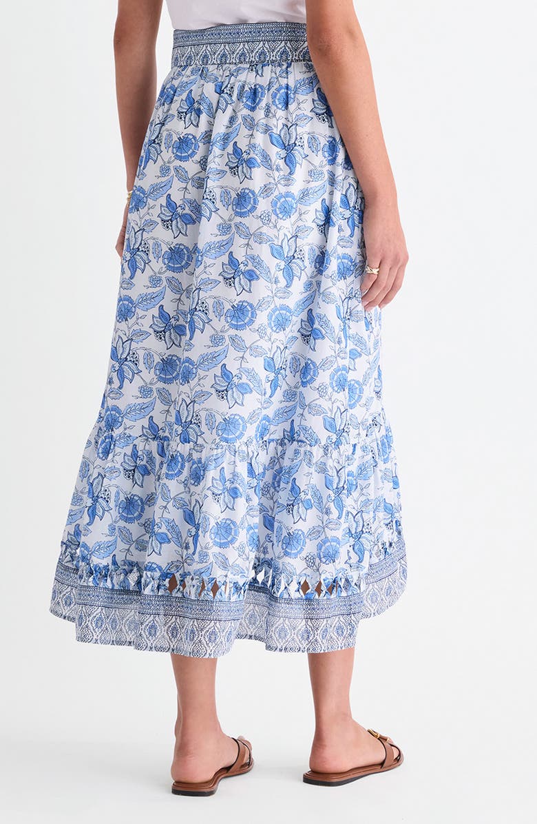 vineyard vines Mila Mixed Print Cotton Faux Wrap Skirt, Alternate, color, Indie Floral White