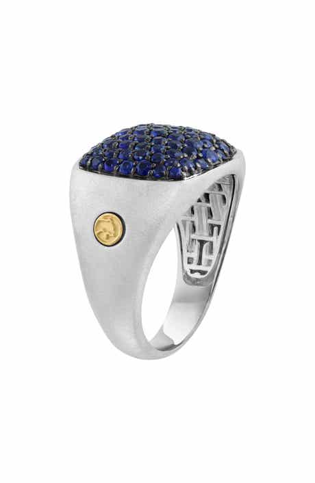 Sterling Silver & 18k Gold Sapphire Signet Ring