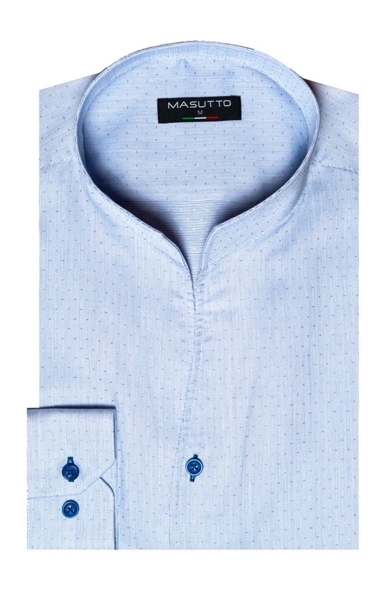 Charlote Tulip Stand Up Collar Long Sleeve Shirt, Main, color, Blue