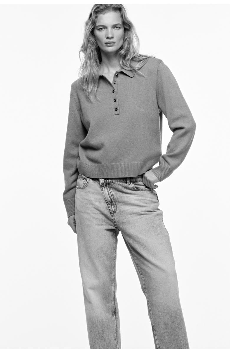 H&M Shoulder-pad Polo Jumper, Alternate, color, Dark Beige