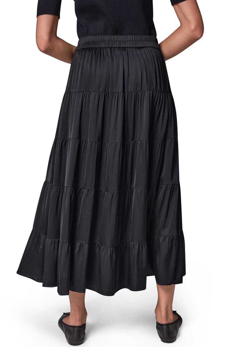 Satin Tiered Midi Skirt, Alternate, color, BLACK