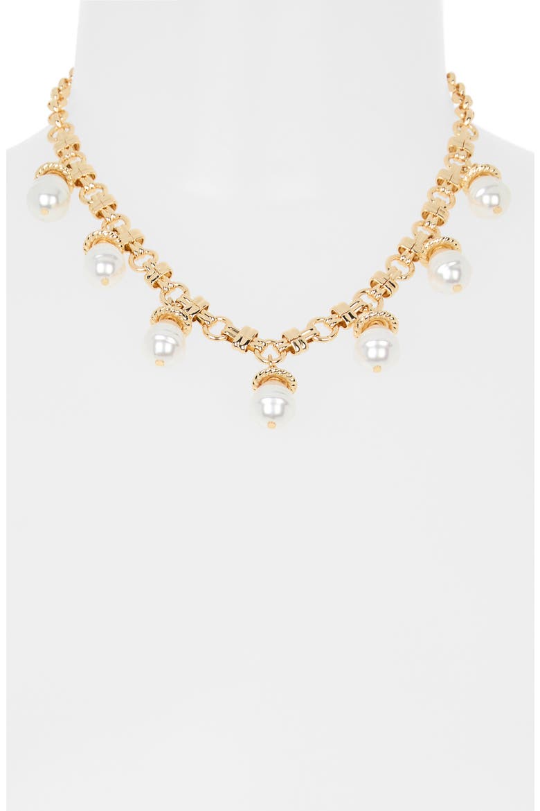 Faux Pearl Charm Necklace, Alternate, color, WHITE- GOLD