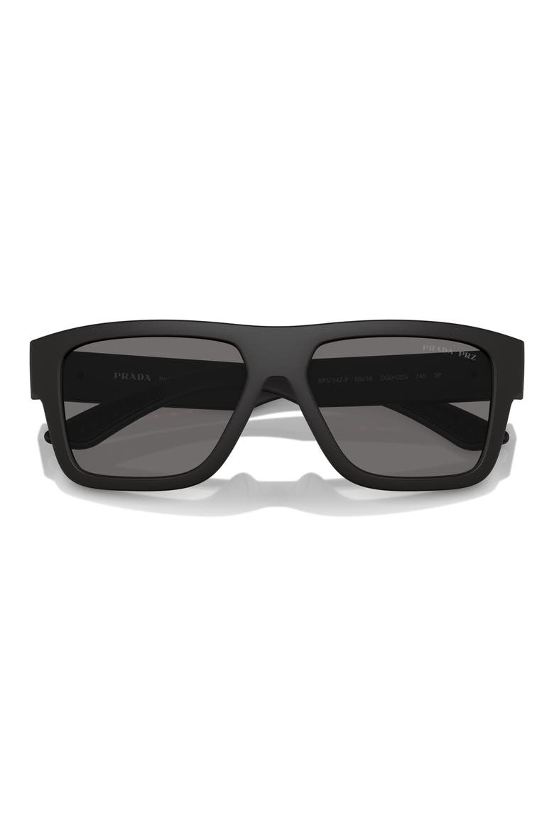56mm Square Sunglasses, Alternate, color, RUBBER BLACK