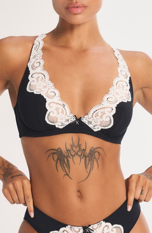 Savage X Fenty Swirly Girly Unlined Plunge Bra In Black