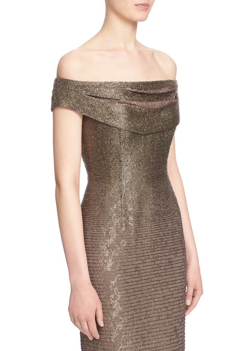 Couture Beaded Off the Shoulder Lace Mermaid Gown, Alternate, color, MINK
