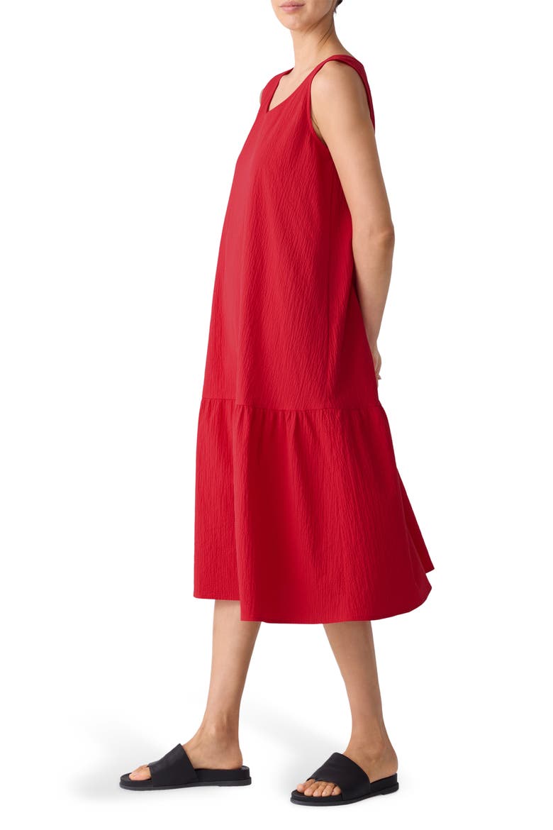 Scoop Neck Stretch Organic Cotton Midi Dress, Alternate, color, CRIMSON