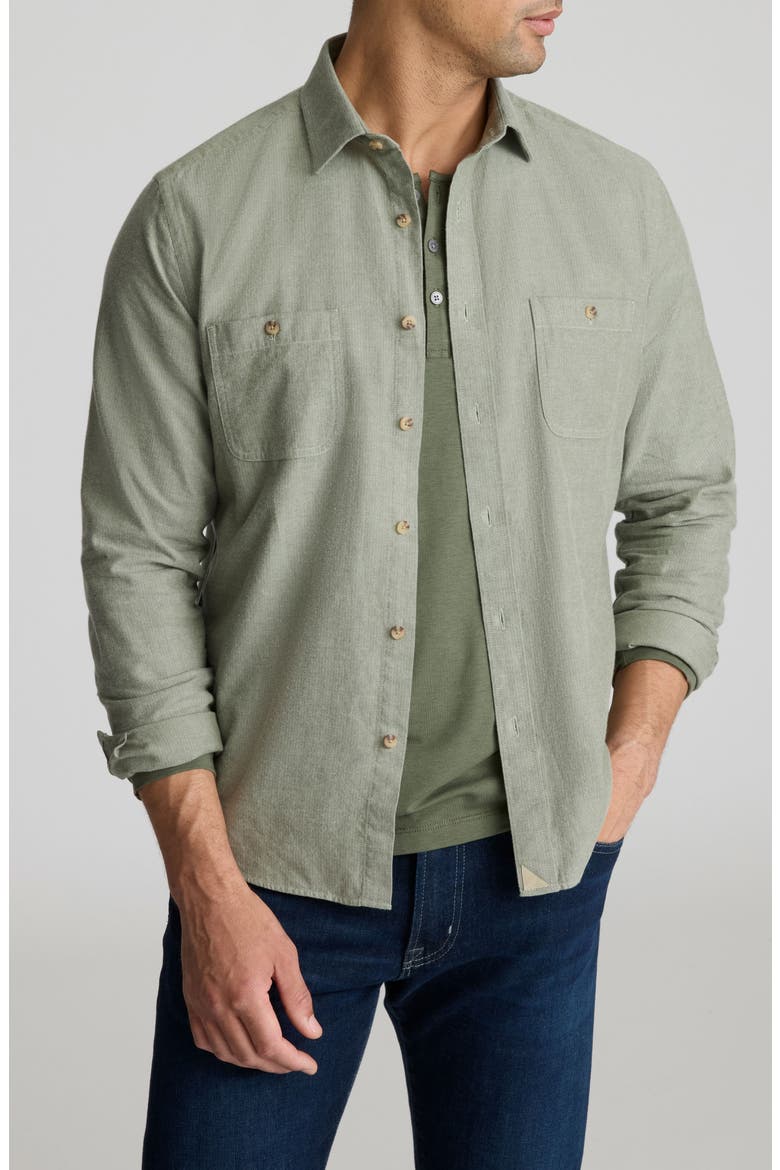Hemsworth Flannel Twill Button-Up Shirt, Main, color, MID GREEN